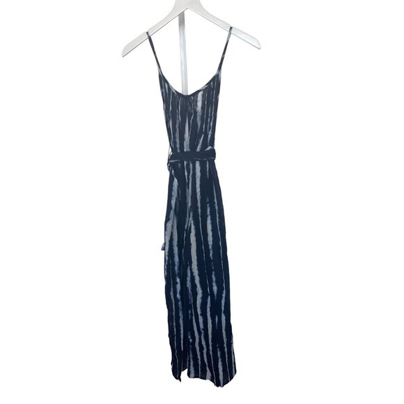 Anthropologie Navy Tie-Dye Striped Jumpsuit Tie Detail - Picture 7 of 9